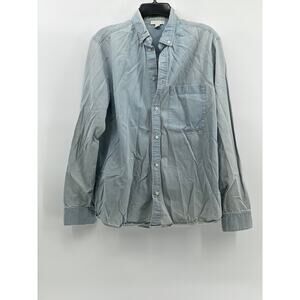 COS Men's Light Blue Button-Up Long Sleeve Regular-Fit Cotton Shirt SZ S